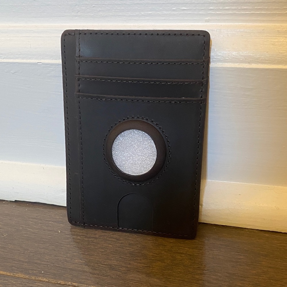 Brown Leather AirTag Typecase Wallet